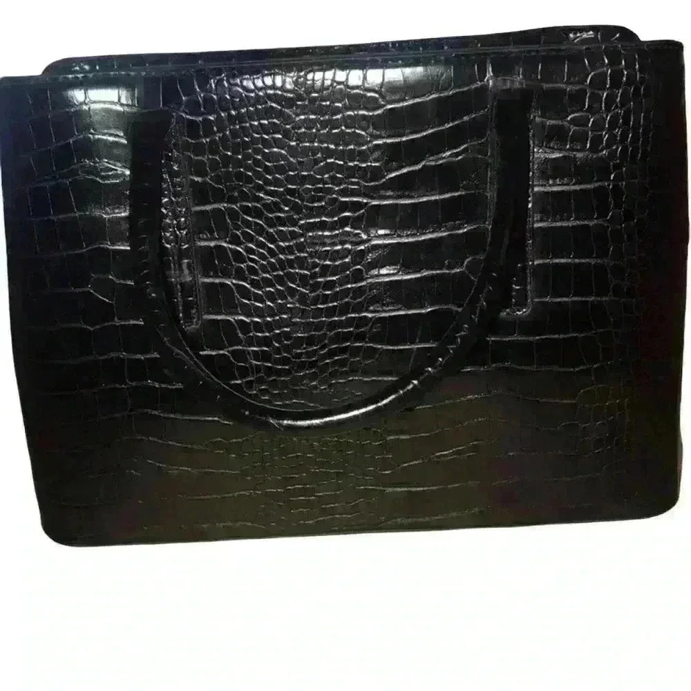 Bebe Black Crocodile Satchel with Card Case - Picture 2 of 12